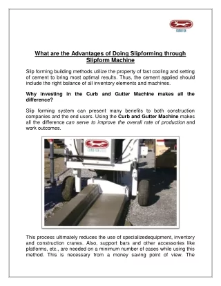 what are the advantages of doing slipforming
