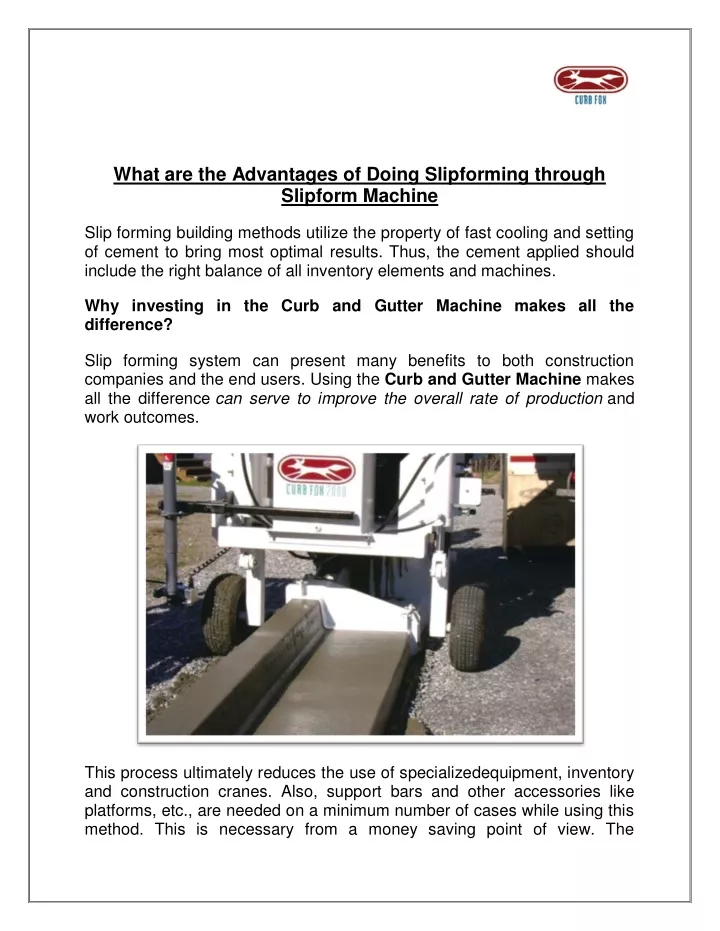 what are the advantages of doing slipforming