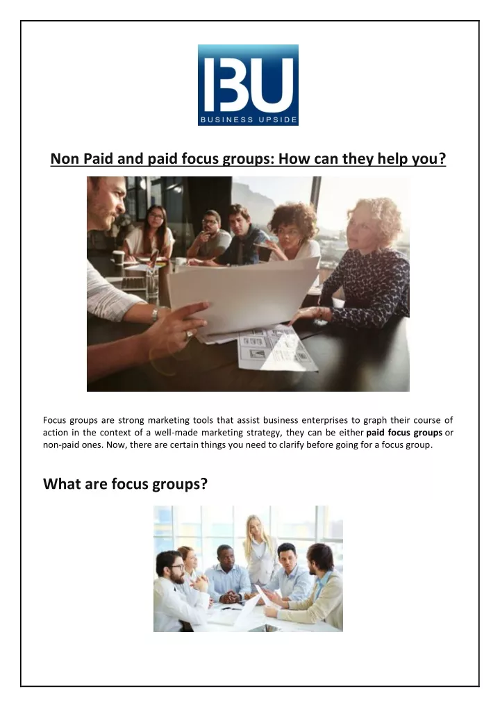 non paid and paid focus groups how can they help
