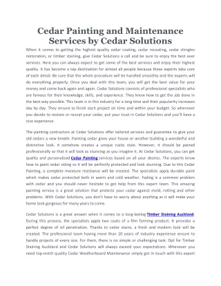 cedar painting and maintenance services by cedar
