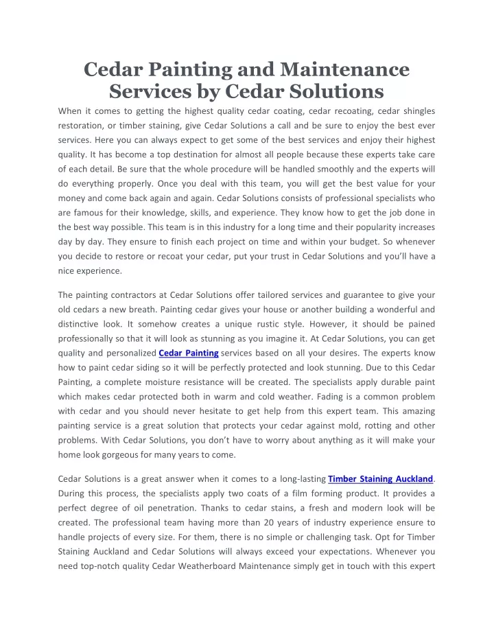 cedar painting and maintenance services by cedar