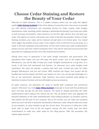 choose cedar staining and restore the beauty