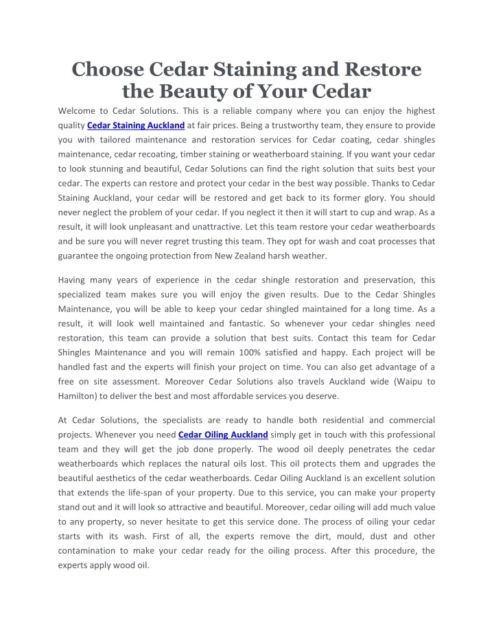 choose cedar staining and restore the beauty