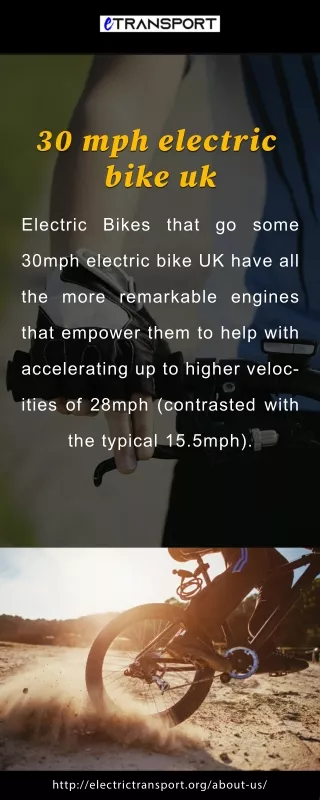 30mph Electric Bikes in UK | Electric Transport