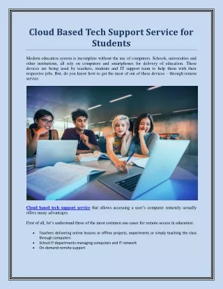 cloud based tech support service for students