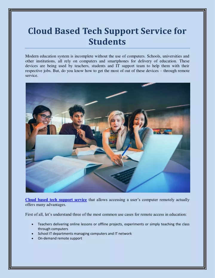 cloud based tech support service for students