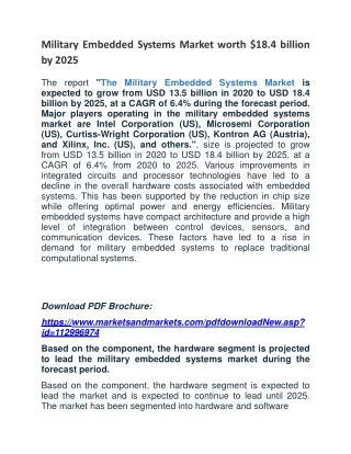 Military Embedded Systems Market worth $18.4 billion by 2025