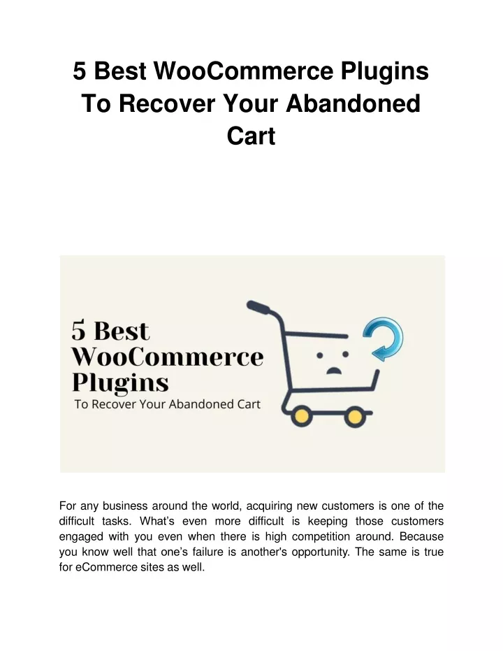 5 best woocommerce plugins to recover your abandoned cart