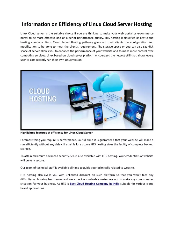 information on efficiency of linux cloud server
