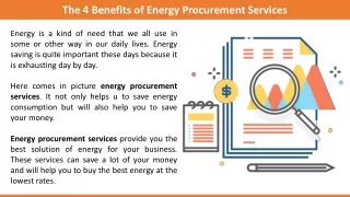 The 4 Benefits of Energy Procurement Services