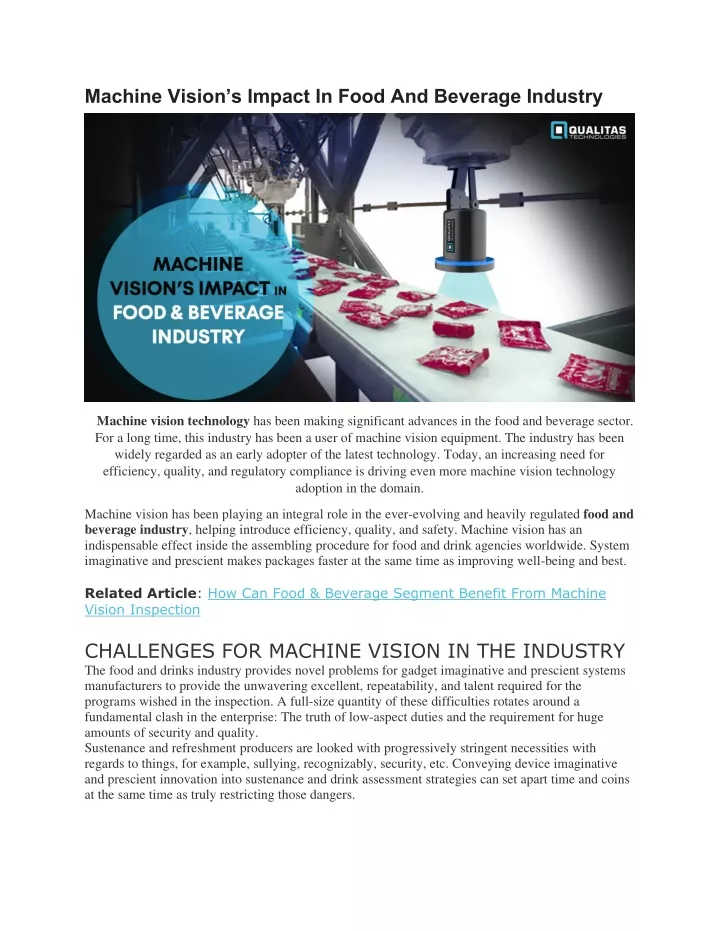 machine vision s impact in food and beverage