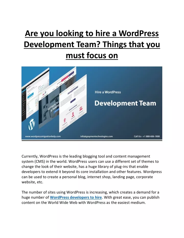 are you looking to hire a wordpress development