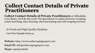 Collect Contact Details of Private Practitioners