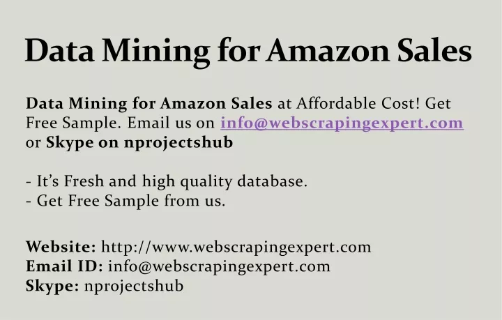data mining for amazon sales