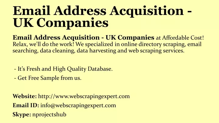 email address acquisition uk companies