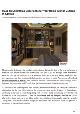 make an enthralling experience for your home