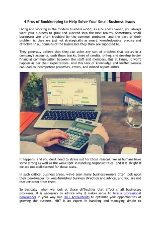 4 pros of bookkeeping to help solve your small