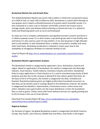 buckwheat market size and growth rate