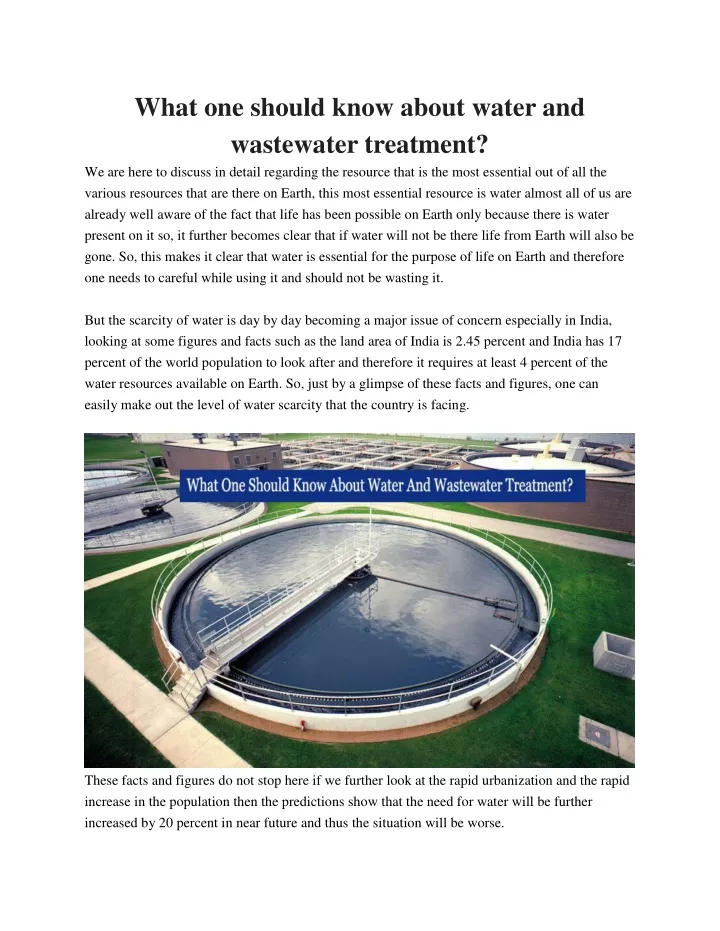 what one should know about water and wastewater
