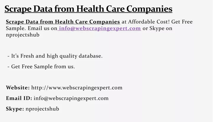 scrape data from health care companies