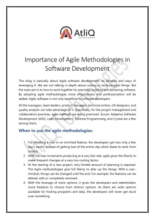 Importance of agile methodologies in software development