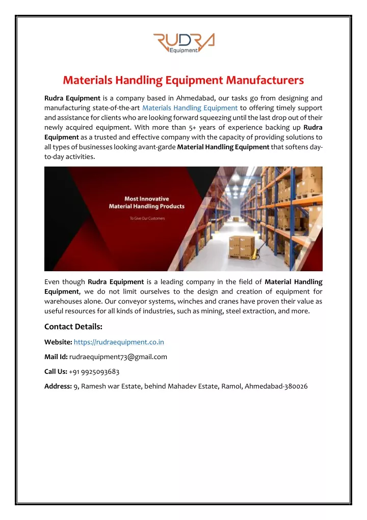 materials handling equipment manufacturers