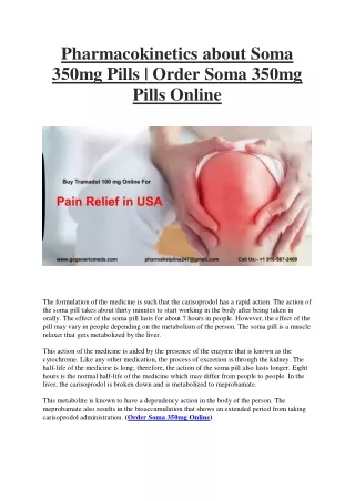 Pharmacokinetics about Soma 350mg Pills | Order Soma 350mg Pills Online