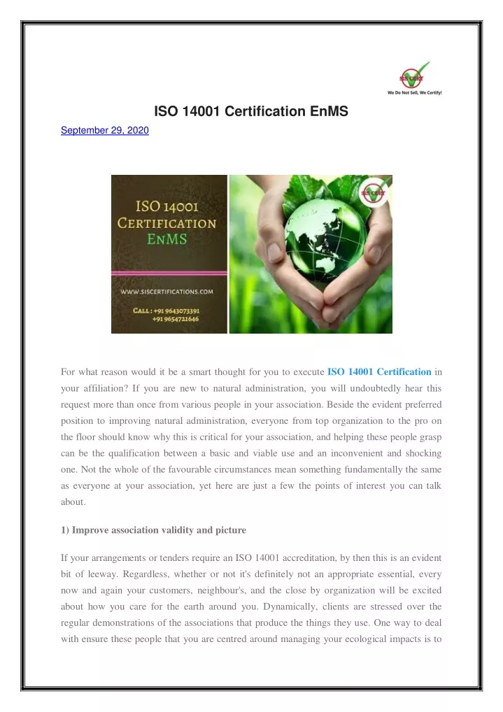 iso 14001 certification enms