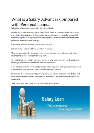 what is a salary advance compared with personal