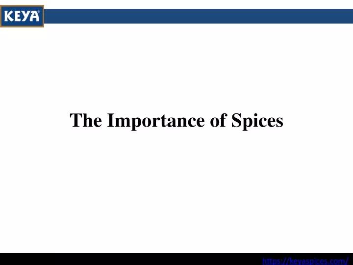 the importance of spices