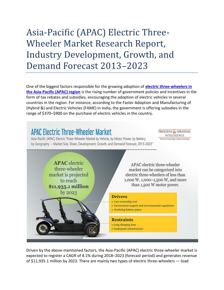 asia pacific apac electric three wheeler market