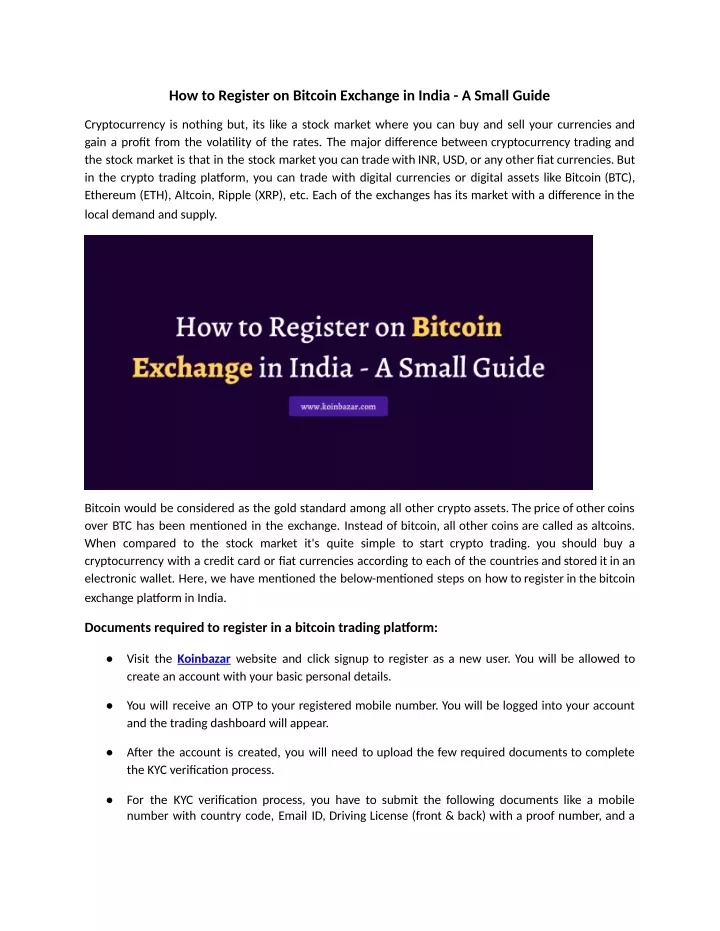 how to register on bitcoin exchange in india