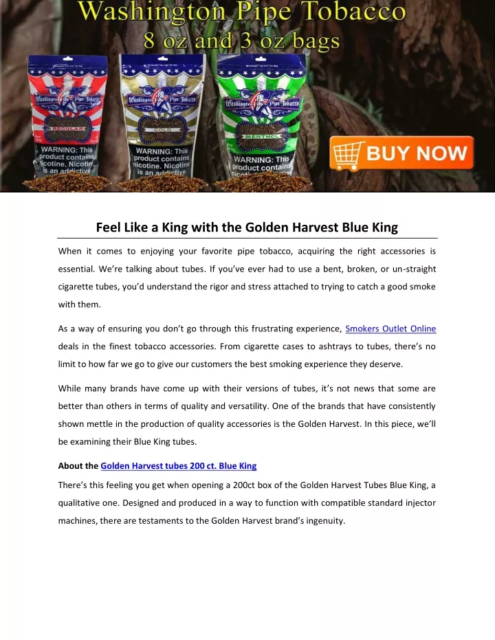 feel like a king with the golden harvest blue king