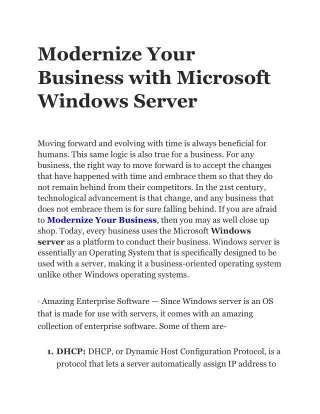 Modernize Your Business with Microsoft Windows Server