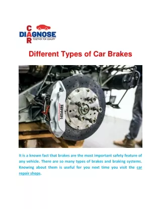 Different Types of Car Brakes