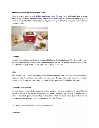 how to buy kitchen appliances for your home