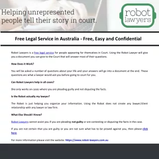 Free Legal Service in Australia - Free, Easy and Confidential