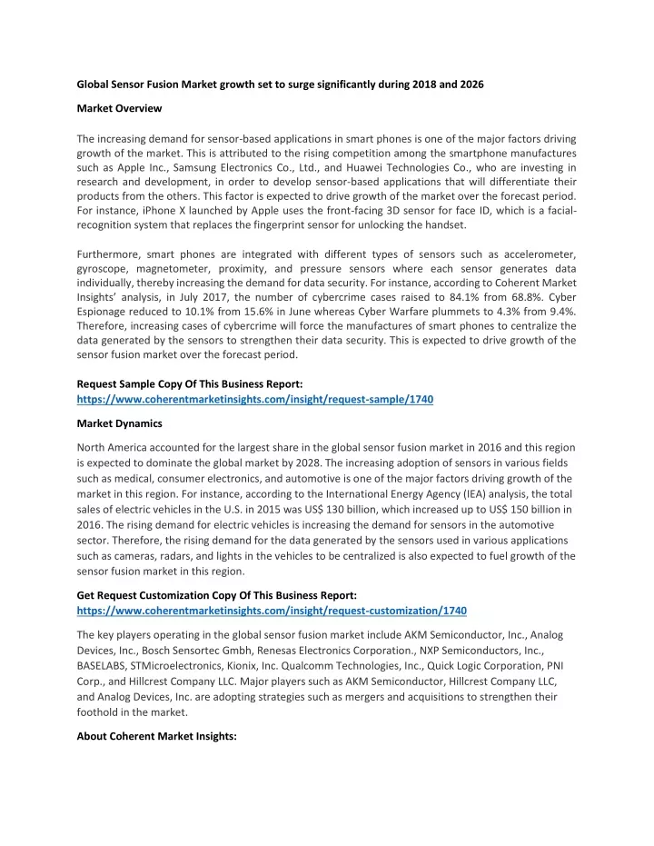 global sensor fusion market growth set to surge