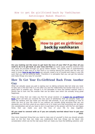 How to get Ex girlfriend back by Vashikaran -Astrologer Naksh Shastri