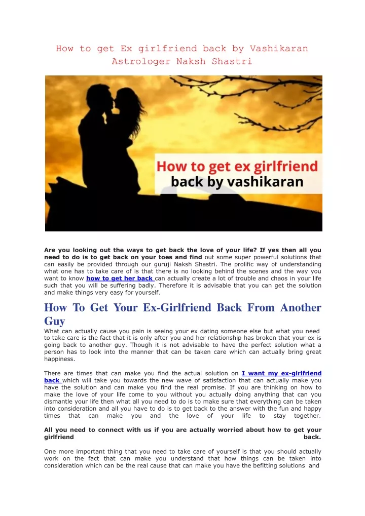 how to get ex girlfriend back by vashikaran