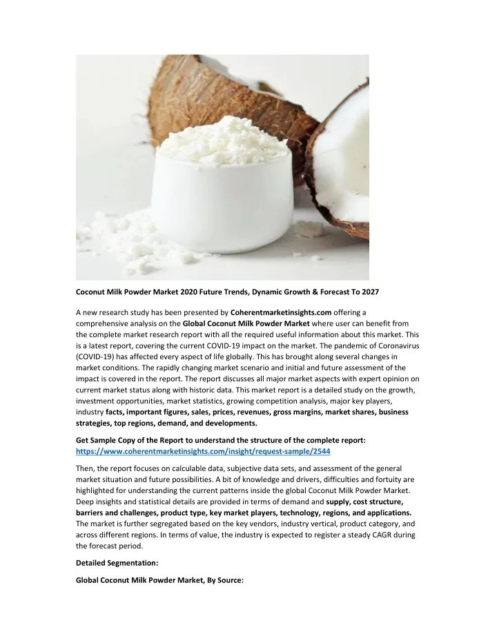coconut milk powder market 2020 future trends