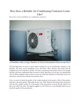 how does a reliable air conditioning contractor