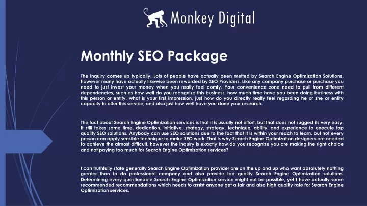 monthly seo package