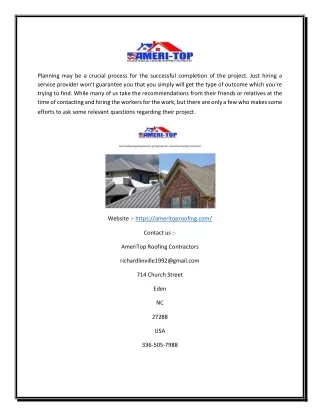 Top Roofers In Rockingham County NC | AmeriTop Roofing Contractors