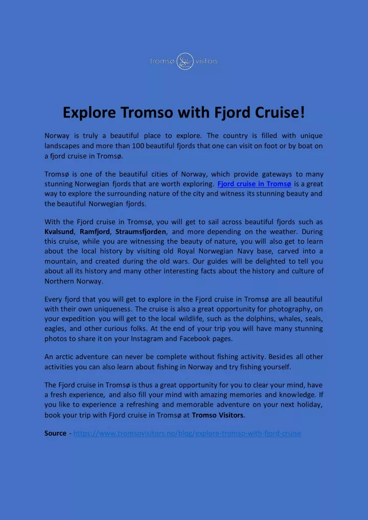 explore tromso with fjord cruise