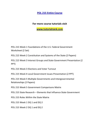 POL 215  Experience Tradition- tutorialrank.com