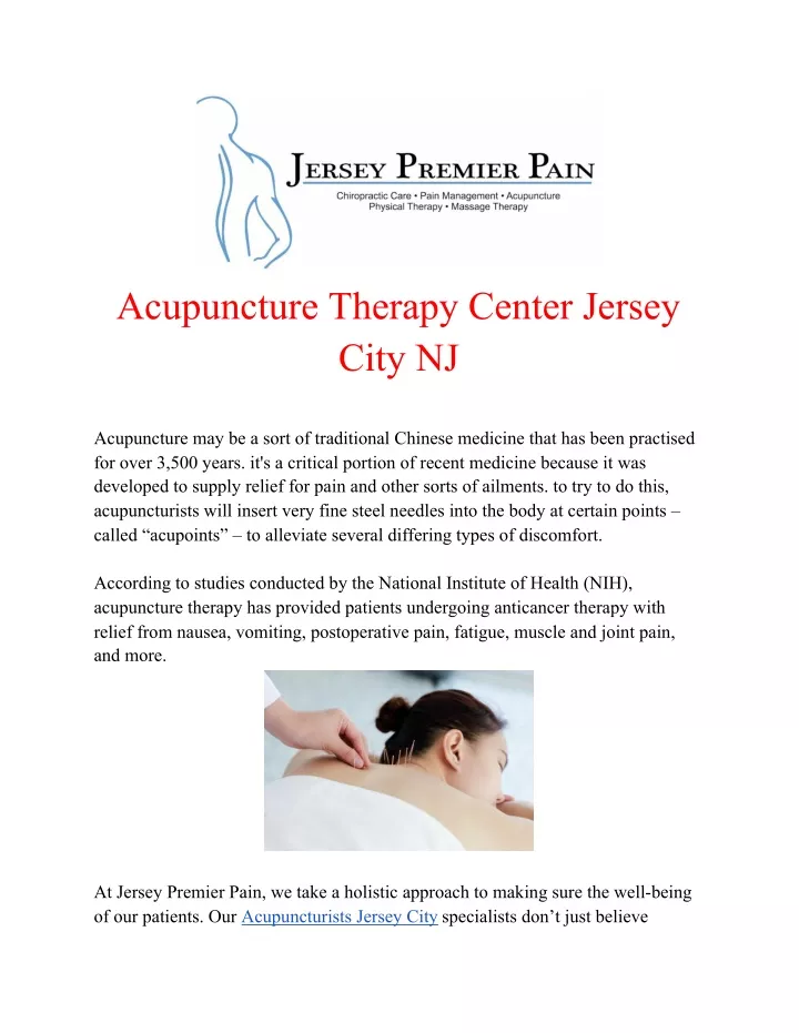 acupuncture therapy center jersey city