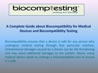 a complete guide about biocompatibility for medical devices and biocompatibility testing