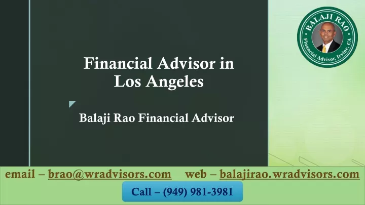 balaji rao financial advisor