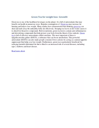 green tea for weight loss greenfit